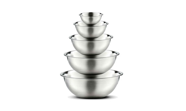 Meal Prep Polished Stainless Steel Mixing Bowls Set (5-Piece)