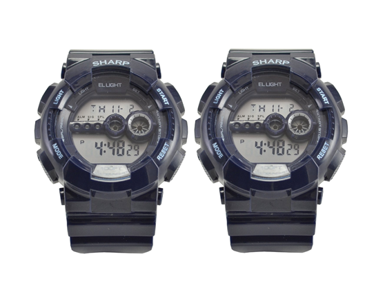 Pack of 2 Sharp Digital Sport Watches with EL Backlight