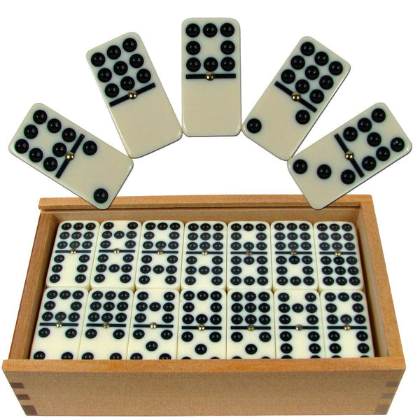 Set of 55 Double Nine Dominoes with Wood Case