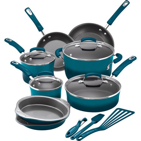 Rachael Ray 15 Piece Aluminum Nonstick Cookware Sets (4 Colors)