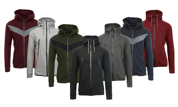 Galaxy by Harvic Men's Full-Zip Slim Fit Tech Fleece Hoodie