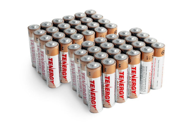 Pack of 48 Tenergy AA Alkaline Batteries