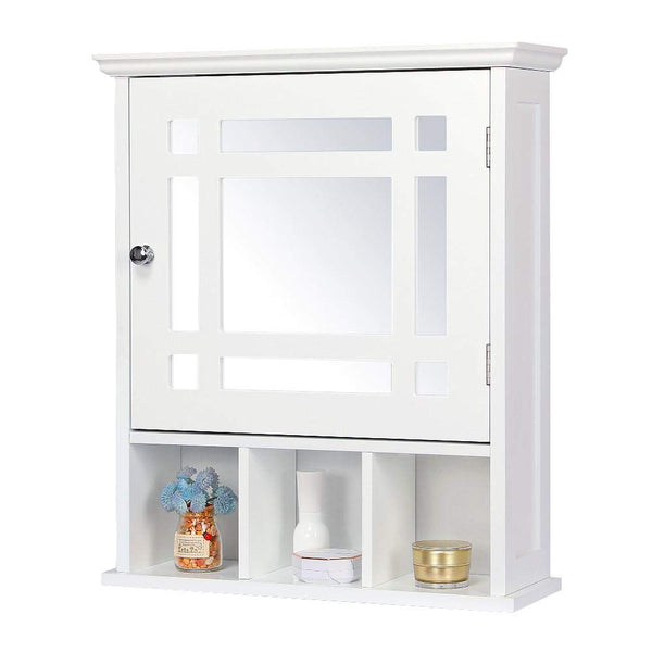 Mirrored Bathroom Wall Storage Cabinet with Adjustable Shelf