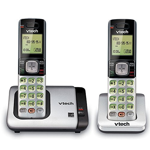 Teléfono inalámbrico expandible de 2 auriculares VTech con identificador de llamadas/llamada en espera