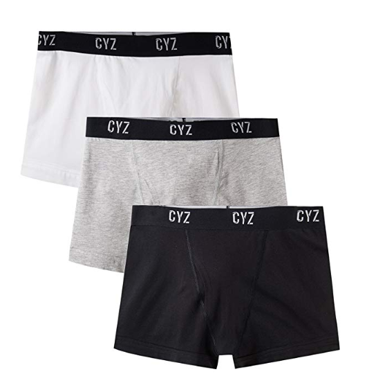 Pack of 3 CYZ Men's Cotton Stretch Trunk Cut Boxer Briefs
