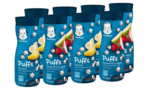 8 Gerber Graduates Puffs Cereal Snacks (2 Flavors)