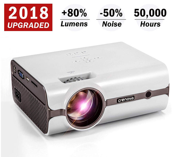 Crenova Upgraded Projector – 2200 Lumens (+80%) Home Projector