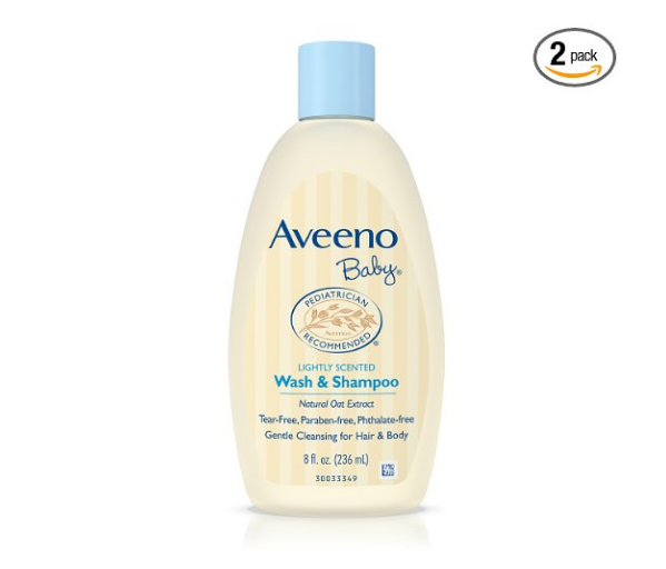 Paquete de 2 champú y jabón para bebé Aveeno