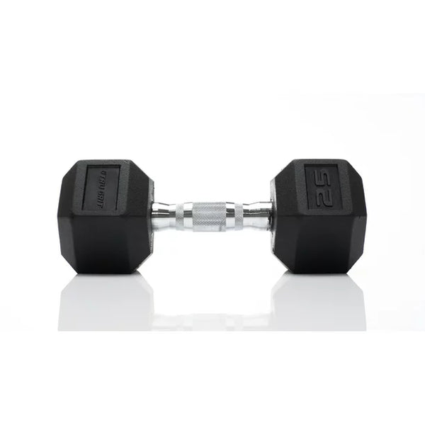 Tru Grit Fitness Black Rubber Hex Dumbbells