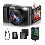 48mp 4k Vlogging Camera, 16x Autofocus Zoom, 32gb Card