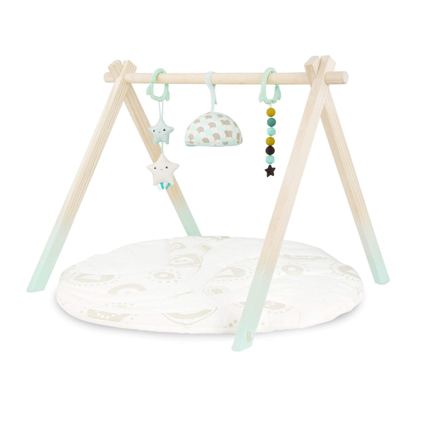B. Toys B. Baby Wooden Starry Sky Play Gym- 3 Hanging Sensory Toys- Organic Cotton & Natural Wood