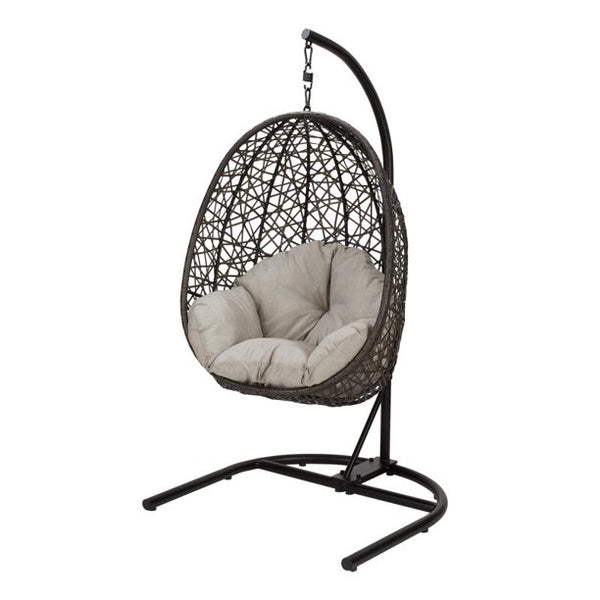 Wicker Hanging Egg Chair with Cushion and Stand (3 Colors)