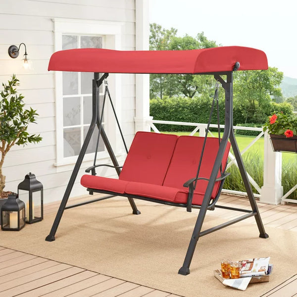 Columpio de patio con muebles de exterior para 2 personas con dosel