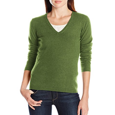Lark & Ro 100% Cashmere Slim-Fit Basic V-Neck Sweater - 8 colors