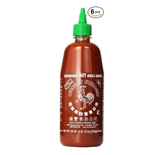 Paquete de 6 salsa de chile Huy Fong Sriracha, 28 onzas