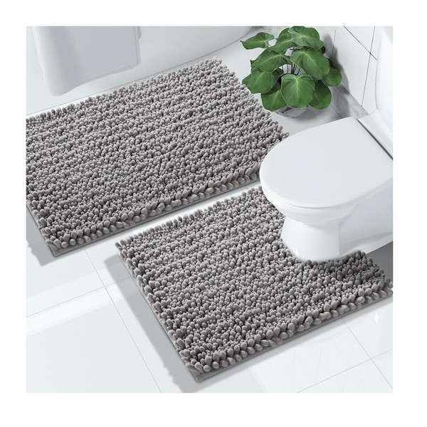 2-Piece Yimobra Chenille Bath Rug Sets, Ultra Soft, Non-Slip, Machine Washable