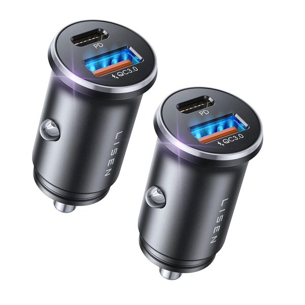 2 Pack 48W USB-C Fast Charging PD QC 3.0 Car Charger