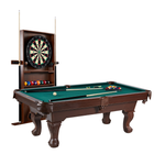 Ball and Claw Leg Billiard Table Set w/Cue Rack, Dartboard & Accessories