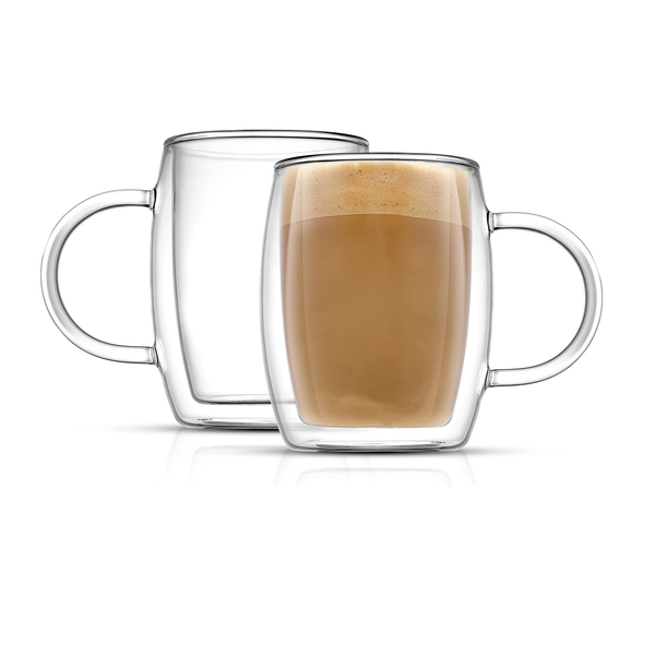 Set Of 2 JoyJolt 13.5oz Double Wall Glass Mugs