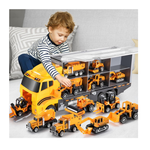Juego de juguetes para vehículos de construcción de 10 piezas con tapete de juego