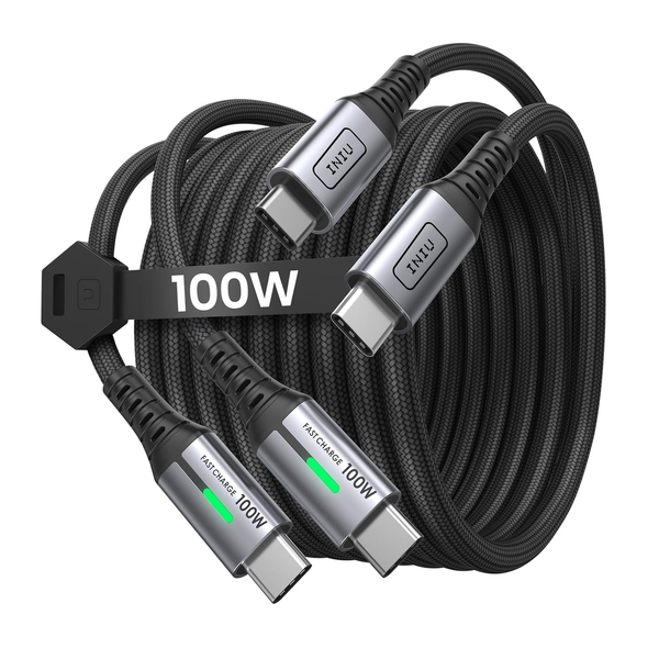 Paquete de 2 cables de carga rápida tipo C a C de 6.6 pies y 100 W