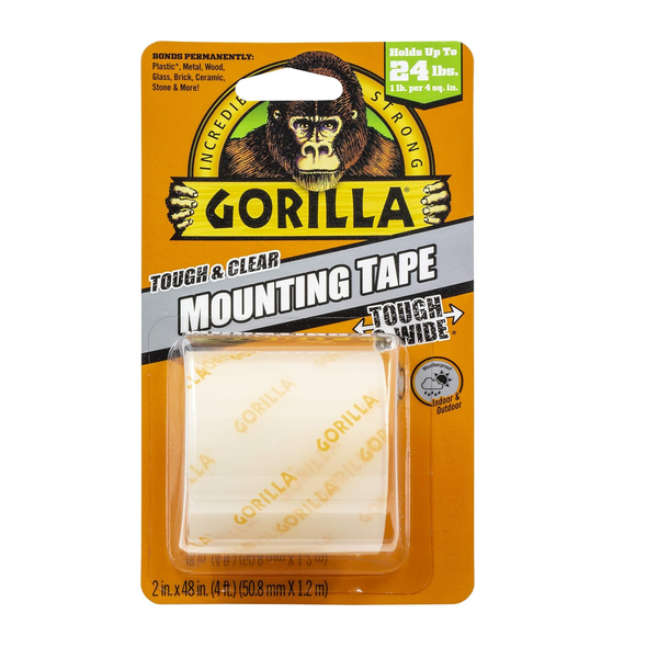 Paquete de 1 cinta de montaje de doble cara resistente Gorilla Tough &amp; Wide 2 x 48, transparente