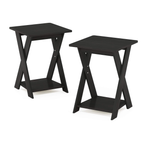 Set of 2 Furinno Cross Leg End Tables - Simplistic Modern Design, Espresso Finish