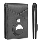 Hawanik AirTag-Compatible Slim Wallet, 10-Card Capacity w/ Spring Money Clip