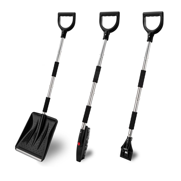 Kit de pala quitanieves portátil 3 en 1 para una limpieza eficiente en invierno y uso de emergencia