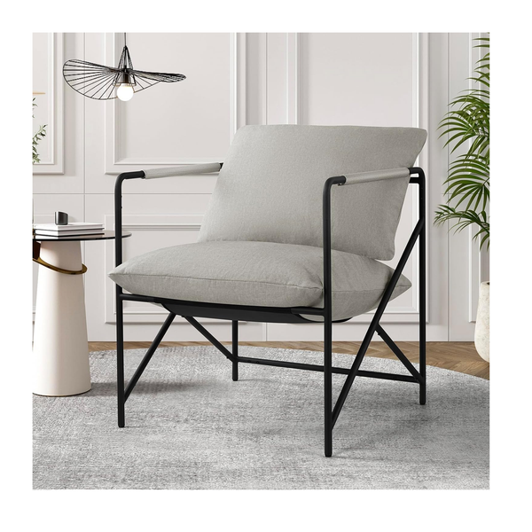 Modern Chic Metal Accent Chair for Living Room, Office or Bedroom - Comfortable and Durable 300lbs Capacity