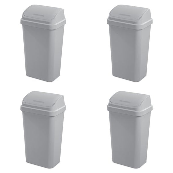 Set of 4 Sterilite 13 Gallon Swing Top Wastebaskets