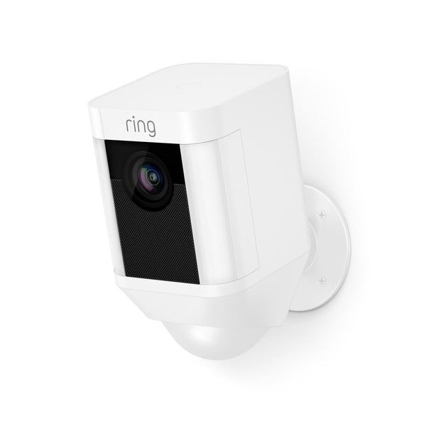 Ring Spotlight Cam Battery HD Security Camera with Built White, Works with Alexa