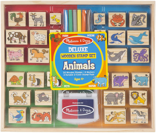 Melissa &amp; Doug Juego de sellos de madera de lujo