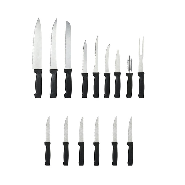 16 piece kitchen knife set with in-drawer storage tray