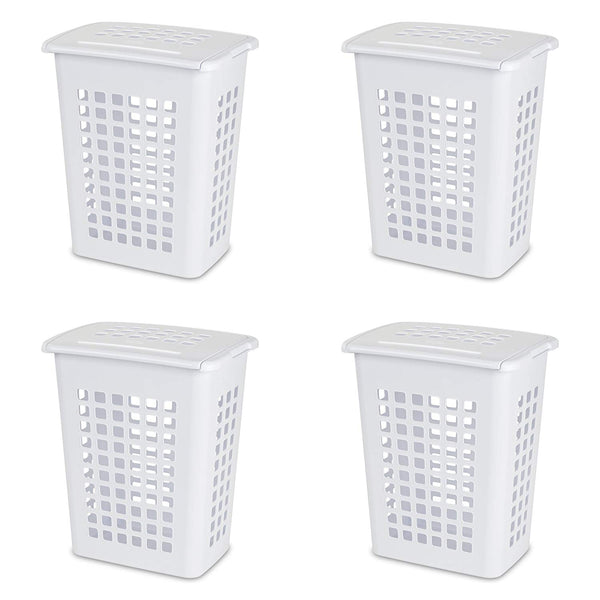 Paquete de 4 cestas para la ropa sucia Sterilite rectangulares con tapa elevable