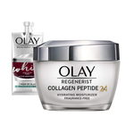 Crema hidratante Olay Regenerist Collagen Peptide 24, 1.7 oz + crema hidratante tipo látigo tamaño viaje