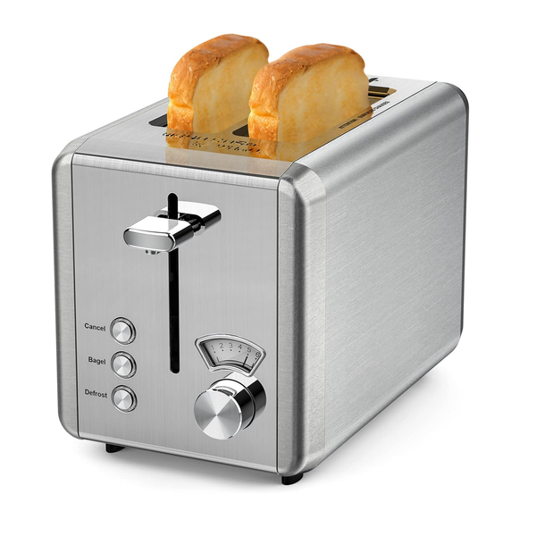 Tostadora Whall de acero inoxidable con 6 configuraciones de sombra, función Bagel/Descongelar/Cancelar y bandeja recogemigas extraíble