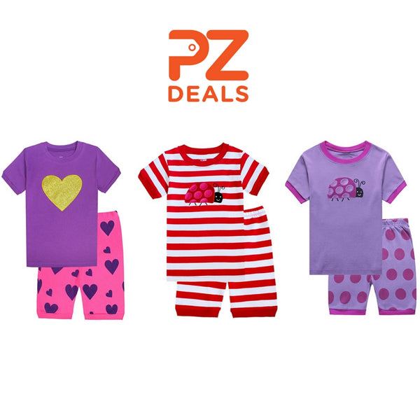 100% cotton girls little kids pajamas