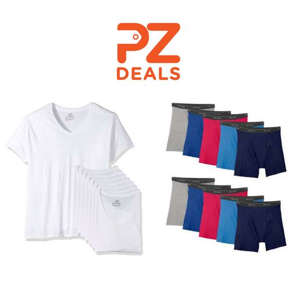 Paquete de 7 camisetas Hanes o paquete de 10 calzoncillos bóxer Fruit of the Loom en oferta