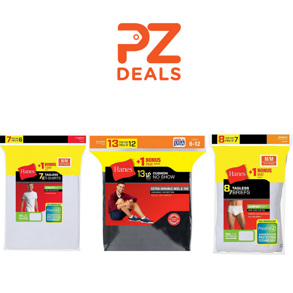 7 Hanes Men’s FreshIQ ComfortSoft Crewneck Or V-Neck Undershirts on Sale