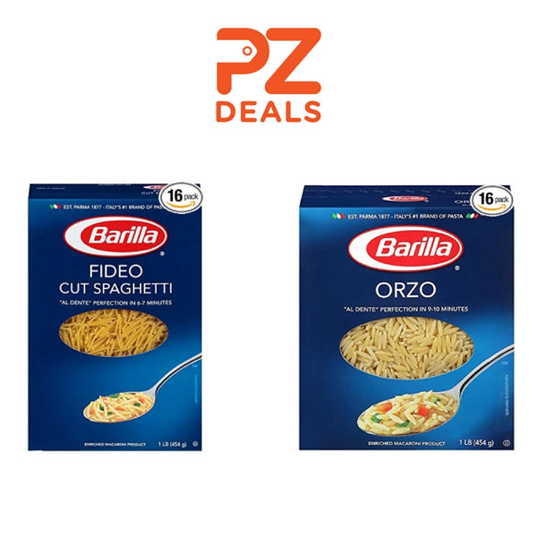 16 cajas de Pasta Barilla, Espaguetis Fideo Cortados u Orzo