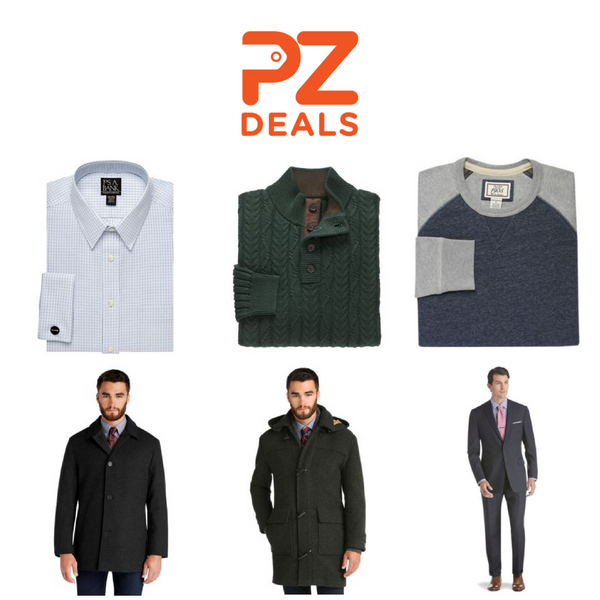 Clearance sale on sweaters, shirts, coats and suits