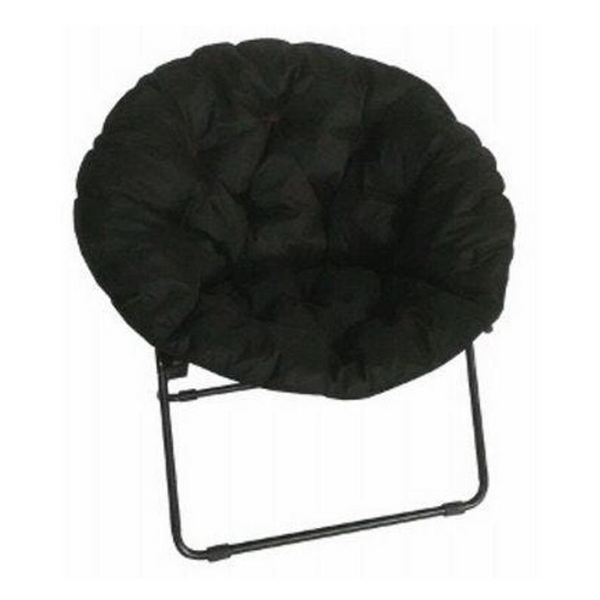 Black Padded Microfiber Round Dish Chair