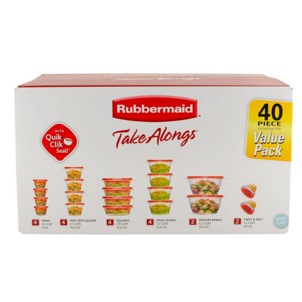 Contenedores de almacenamiento de alimentos Rubbermaid TakeAlongs de 40 piezas