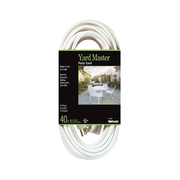 Yard Master White Patio 40′ 16 Gauge Extension Cord