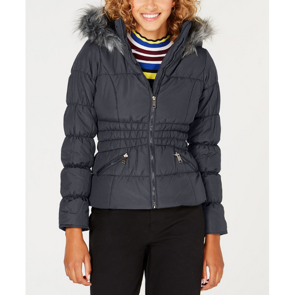 Maralyn & Me Juniors' Faux-Fur-Trim Hooded Puffer Coat (4 Colors)