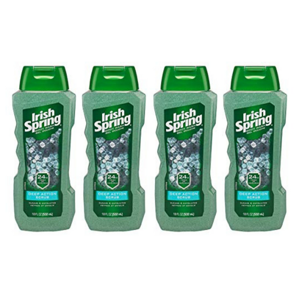 4 Bottles Of Irish Spring Body Wash, Deep Action Scrub