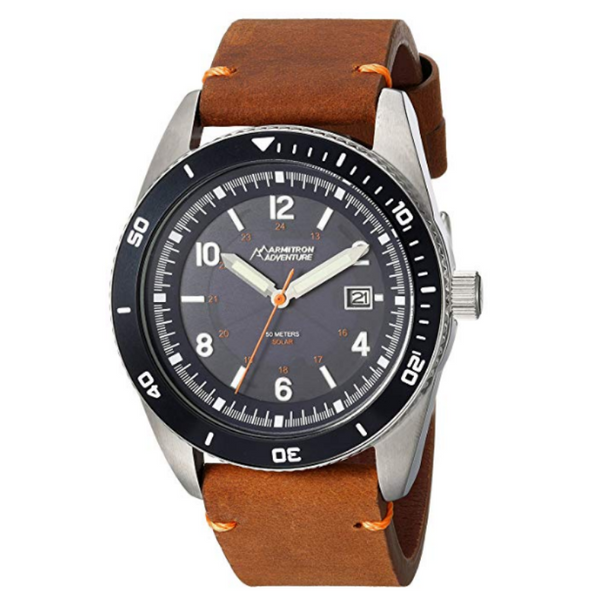 Armitron Adventure Solar Powered Brown Leather Strap Watch