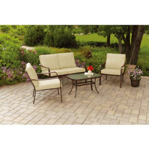 Mainstays Stanton Juego de conversación para patio acolchado de 4 piezas (3 colores)