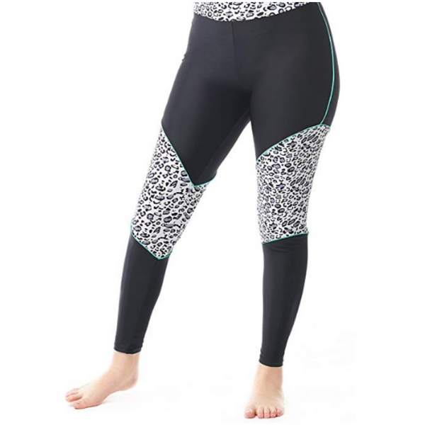 Women’s Plus Size Chlorine Resistant Leopard Activewear Capri Leggings